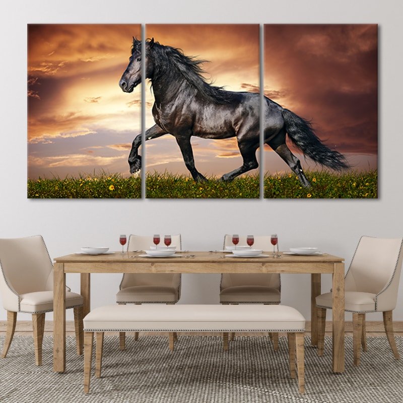Black Horse Wall Décor Photo Tiles – Premium Artistic Wall Accent