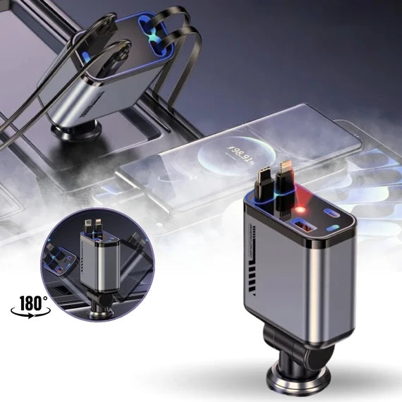 4-in-1 Multi-Functional Car Charger – Fast Charging with Star Light Ambience