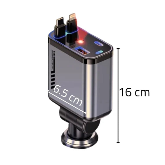 4-in-1 Multi-Functional Car Charger – Fast Charging with Star Light Ambience