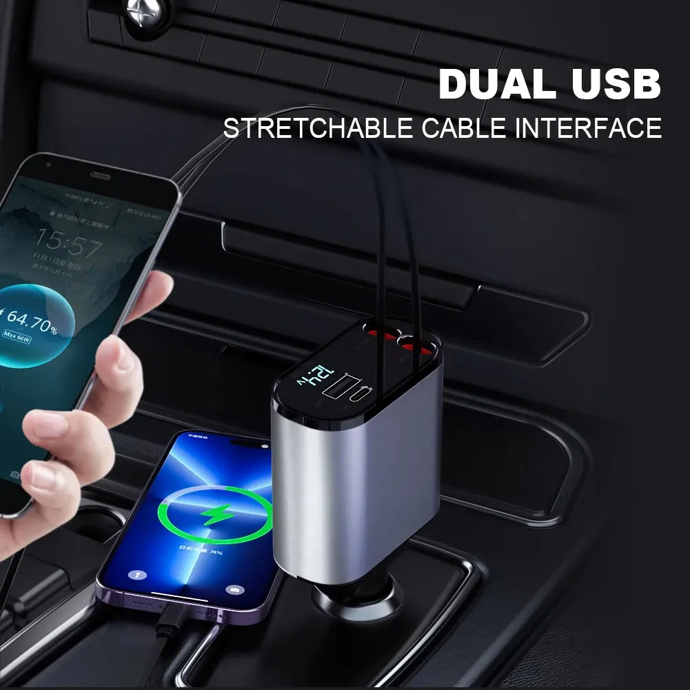 4-in-1 Multi-Functional Car Charger – Fast Charging with Star Light Ambience