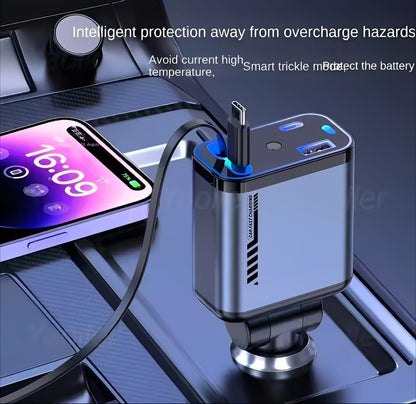 4-in-1 Multi-Functional Car Charger – Fast Charging with Star Light Ambience