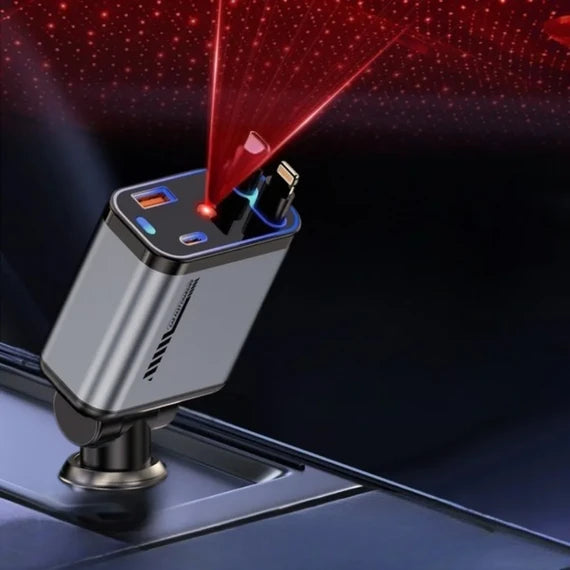 4-in-1 Multi-Functional Car Charger – Fast Charging with Star Light Ambience