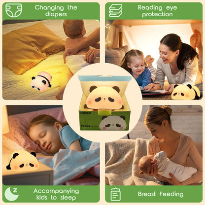 Cute Panda Night Light – Soft Silicone Bedside Lamp for Kids & Adults