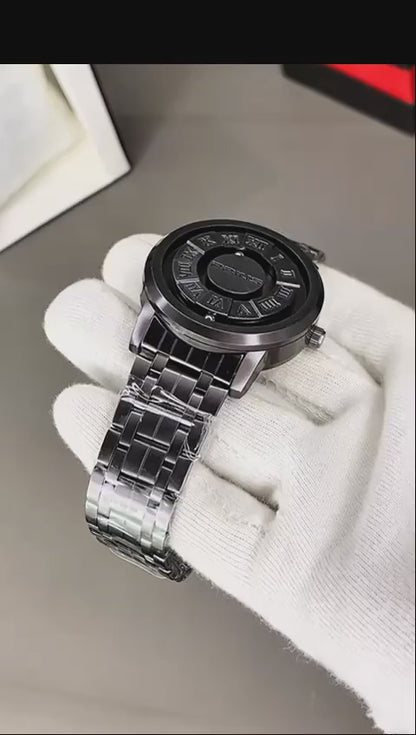 Black Stainless Steel Magnetic Ball Watch Providing Modern Design Everyday Style Support